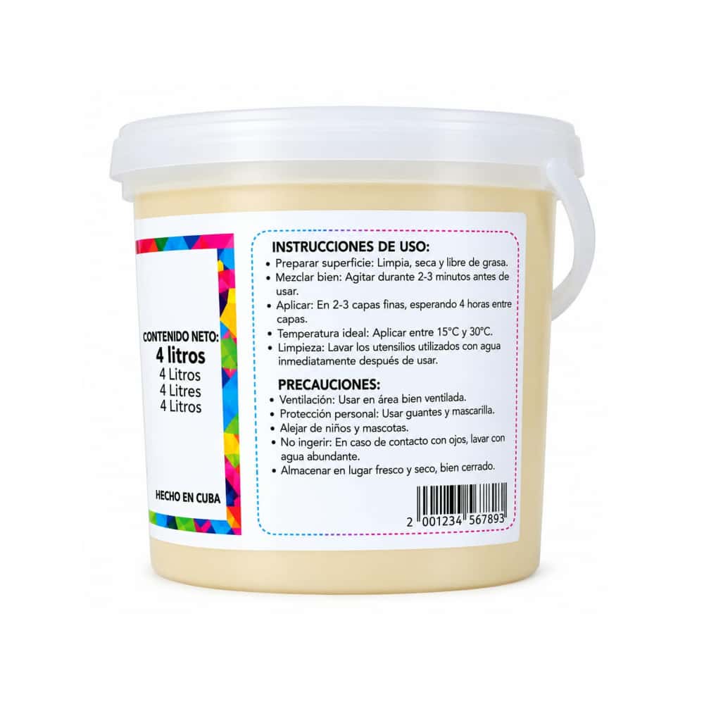 Pintura vinílica interior y exterior color marfil Bello Hogar (4 L) - Miniatura 2