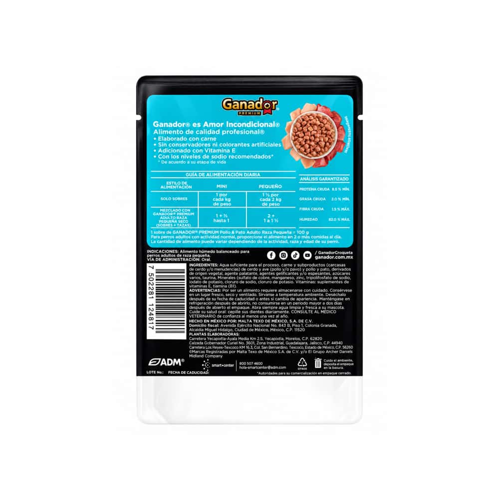 Alimento húmedo para perros adultos de raza pequeña pollo y pato Ganador premium (100 g / 3.5 oz) - Miniatura 2