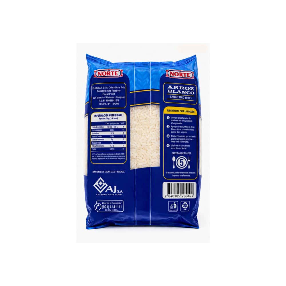 Arroz blanco pulido tipo 1 Norte (1 kg / 2.2 lb) - Miniatura 2