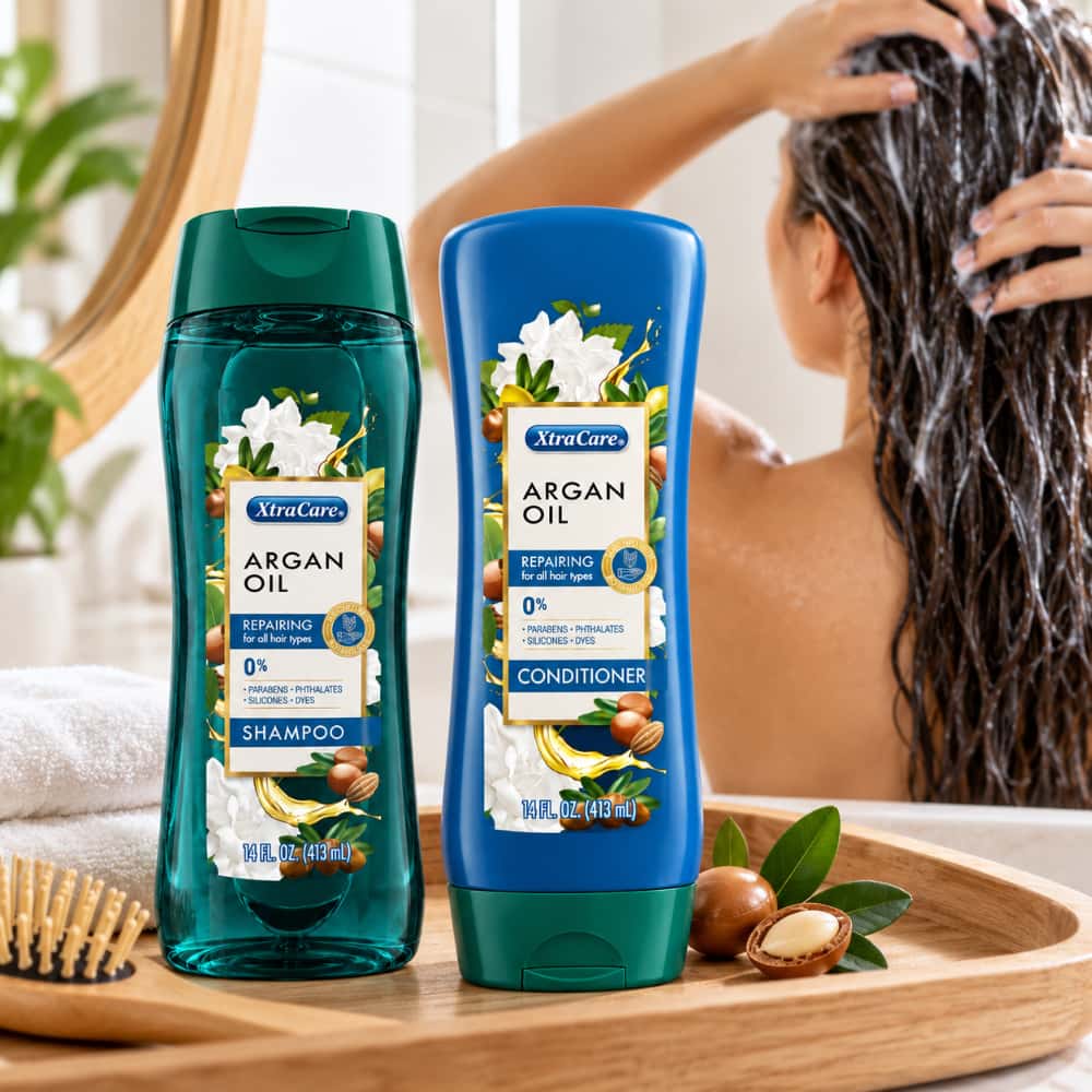 Champú reparador de aceite de argán XtraCare (3 x 413 ml / 14 floz) - Miniatura 2
