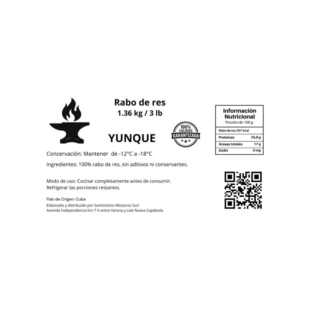 Rabo de res crudo Yunque (1.36 kg / 3 lb) - Miniatura 3