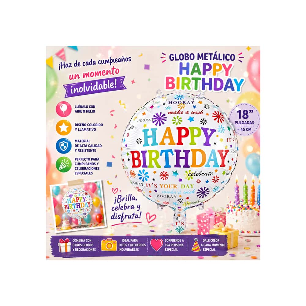 Globo Happy Birthday 18" Balloon - Miniatura 3