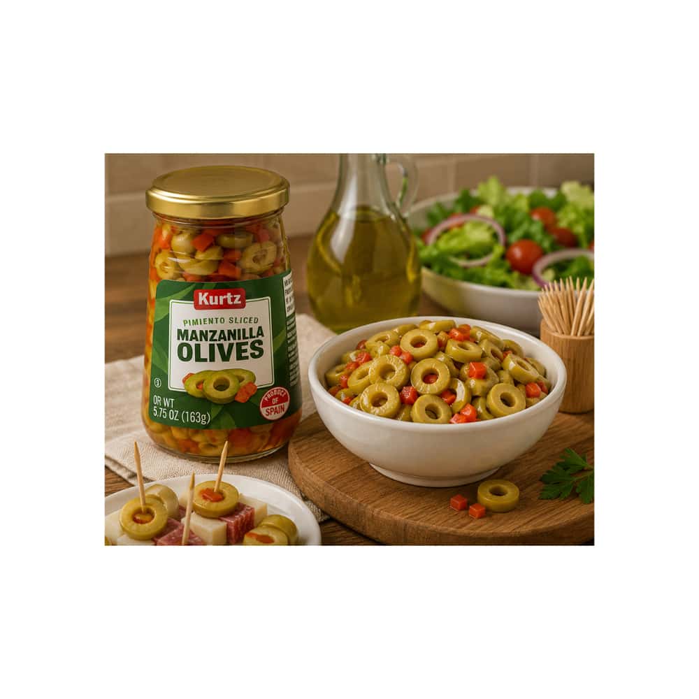 Aceitunas manzanilla en rodajas con pimiento Kurtz (163 g / 5.57 oz) - Miniatura 3