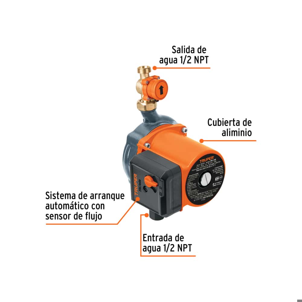Bomba presurizadora ajustable 1/6 HP Truper PRE-1/6R - Miniatura 4