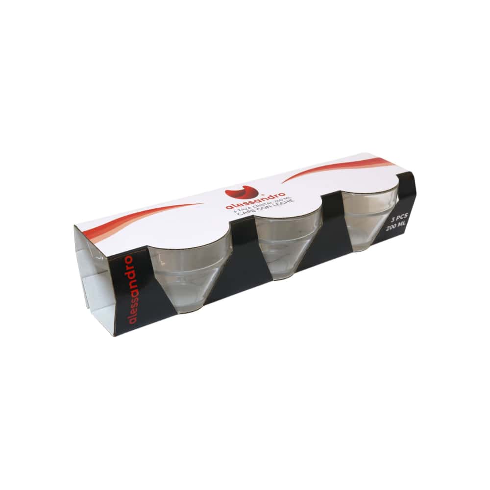 Juego de tazas de cristal café con leche de 200 ml Alessandro (3 U) - Miniatura 3