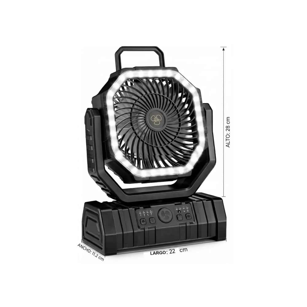 Ventilador portátil recargable color negro con linterna LED 20000 mAh Outdoor Fan F6 - Miniatura 4