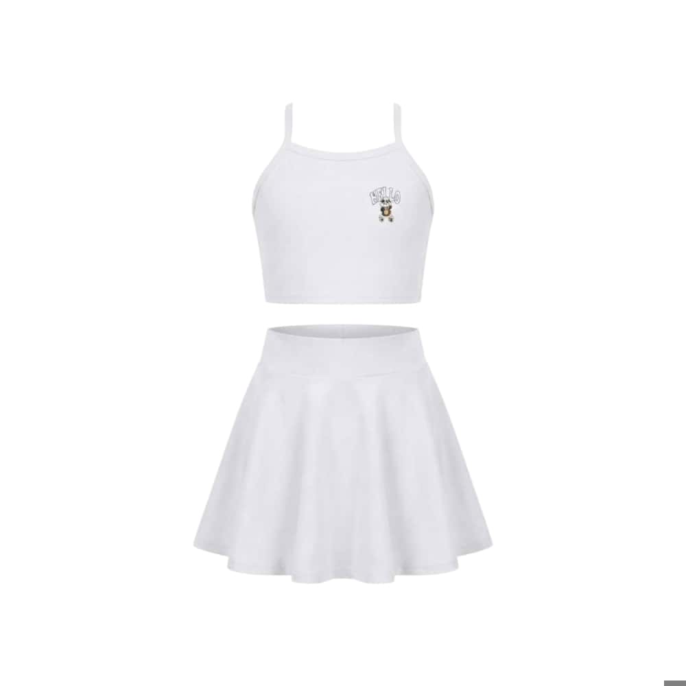 Conjunto blanco de blusa y saya para niñas Torbex - Miniatura 1