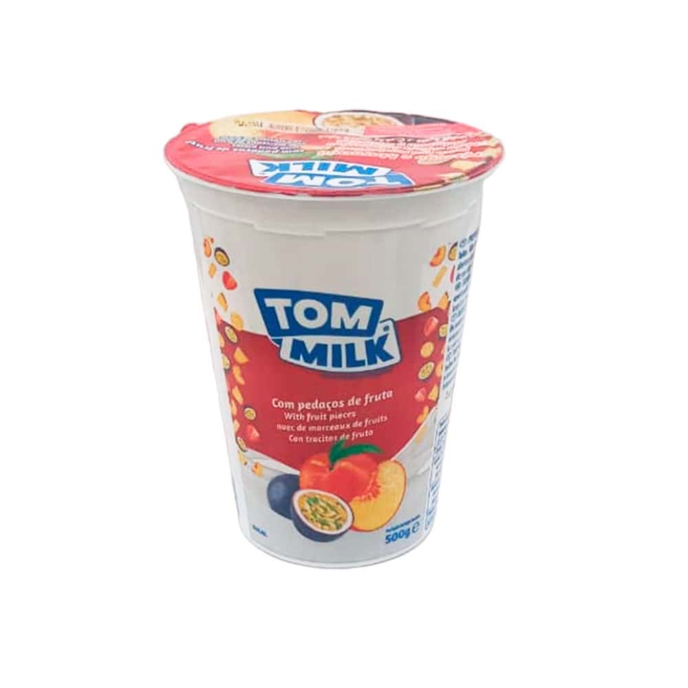 Yogurt pasteurizado sabor melocotón y maracuyá con trocitos de fruta Tom Milk (500 g / 1.10 lb) - Miniatura 1