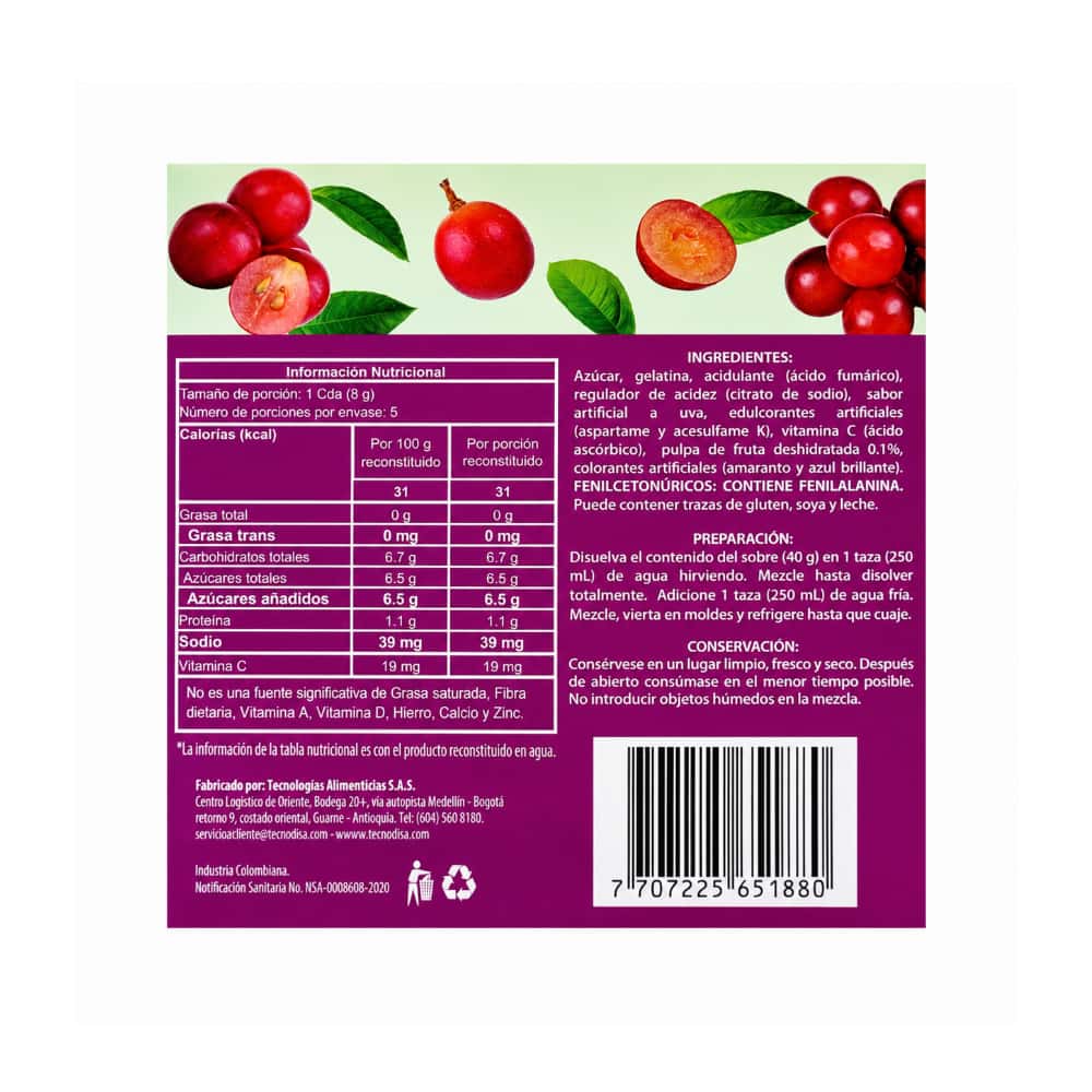 Gelatina sabor uva Boom (40 g / 1.41 oz) - Miniatura 2