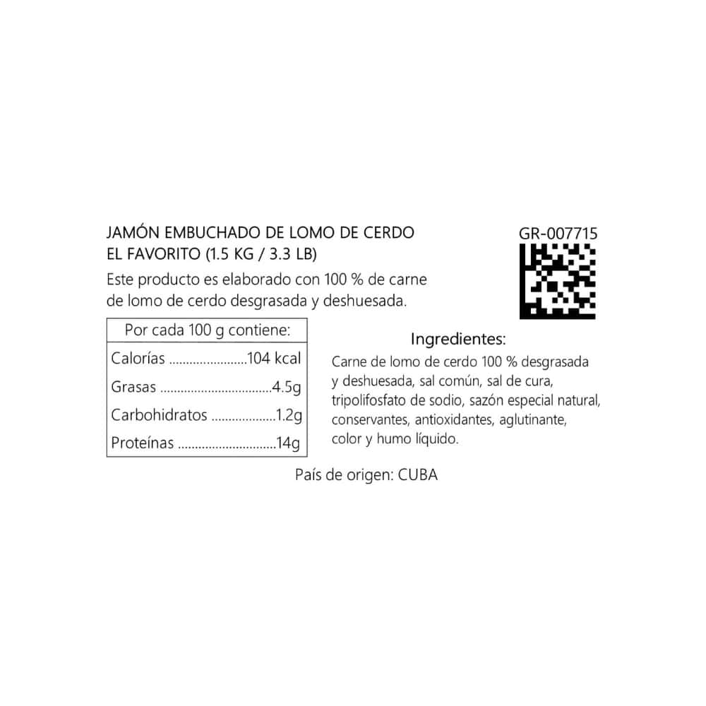 Jamón embuchado de lomo de cerdo El Favorito (1.5 kg / 3.3 lb) - Miniatura 4