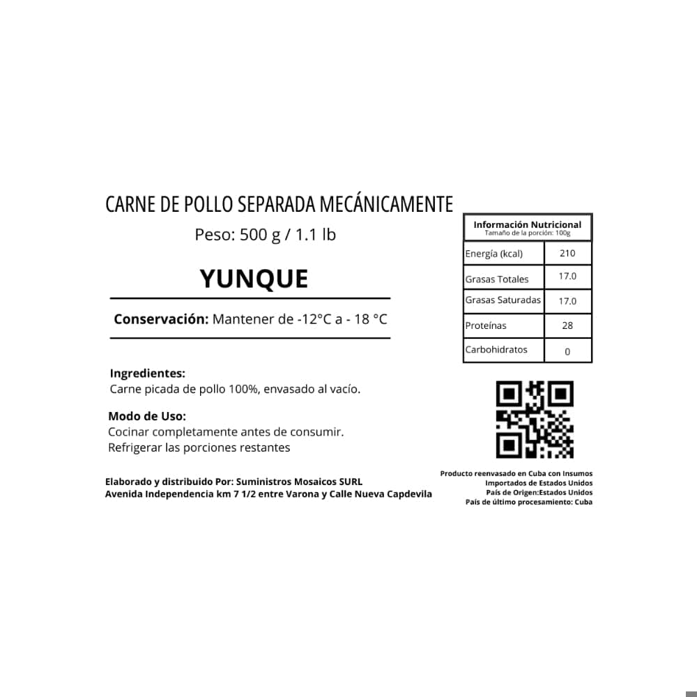 Carne de pollo separada mecánicamente Yunque (500 g / 1.1 lb) - Miniatura 3