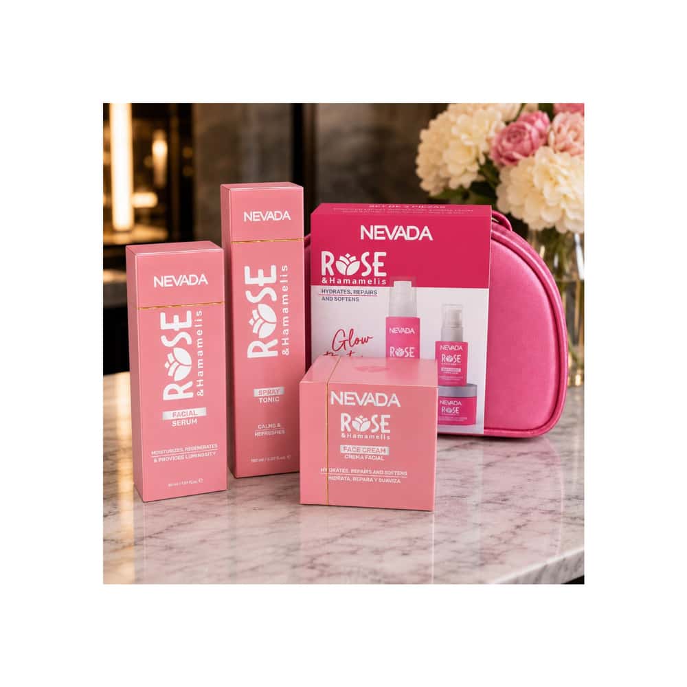 Kit de tónico en spray, sérum facial y crema facial de Rosa & Hamamelis Nevada - Miniatura 5