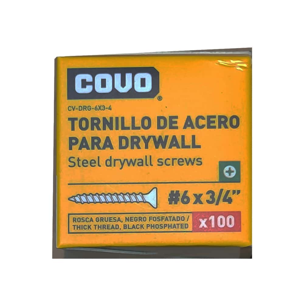 Caja de 100 tornillo de acero para paneles de yeso - pladur o drywall - #6 x 3/4" Covo - Miniatura 9