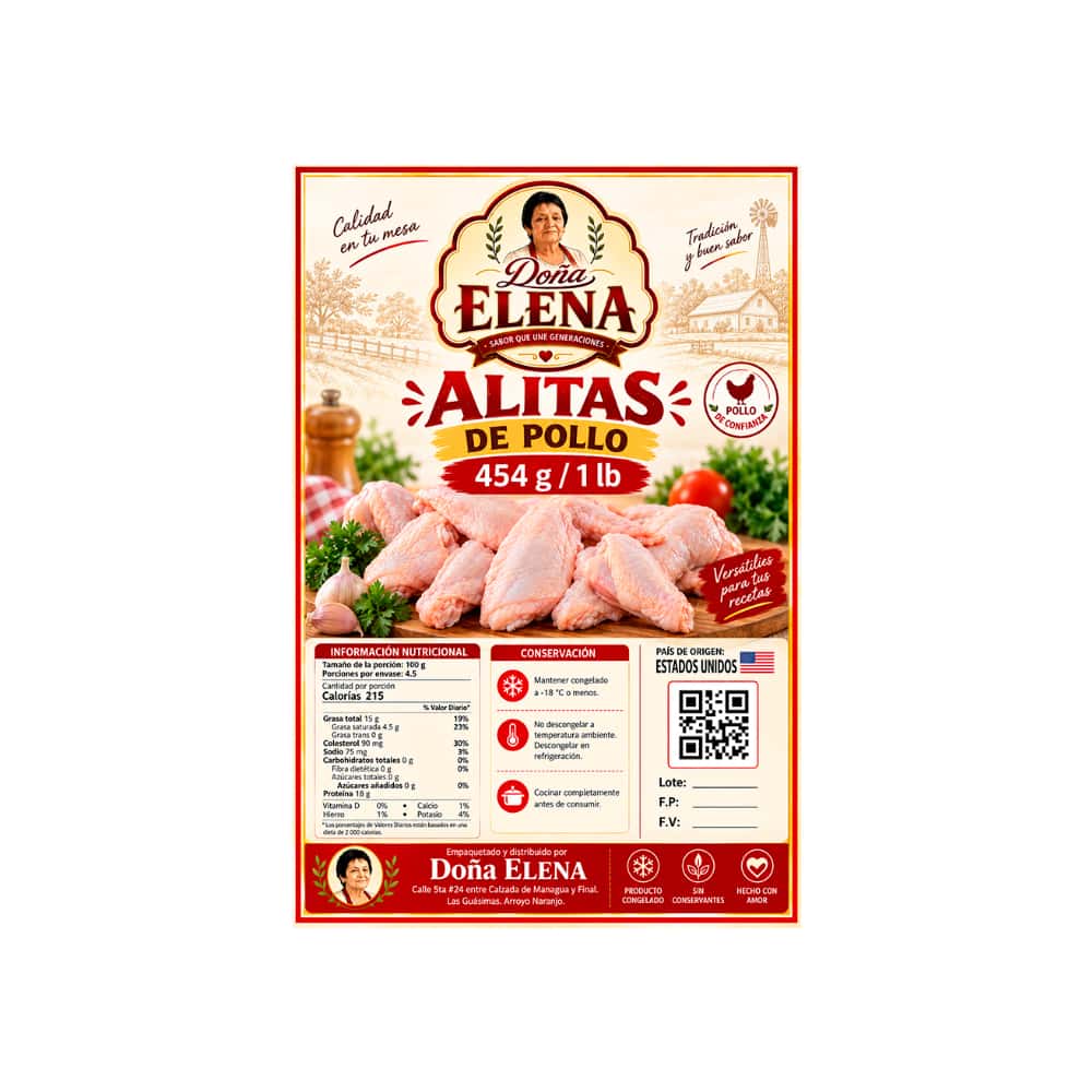 Alitas de pollo Doña Elena (454 g / 1 lb) - Miniatura 2