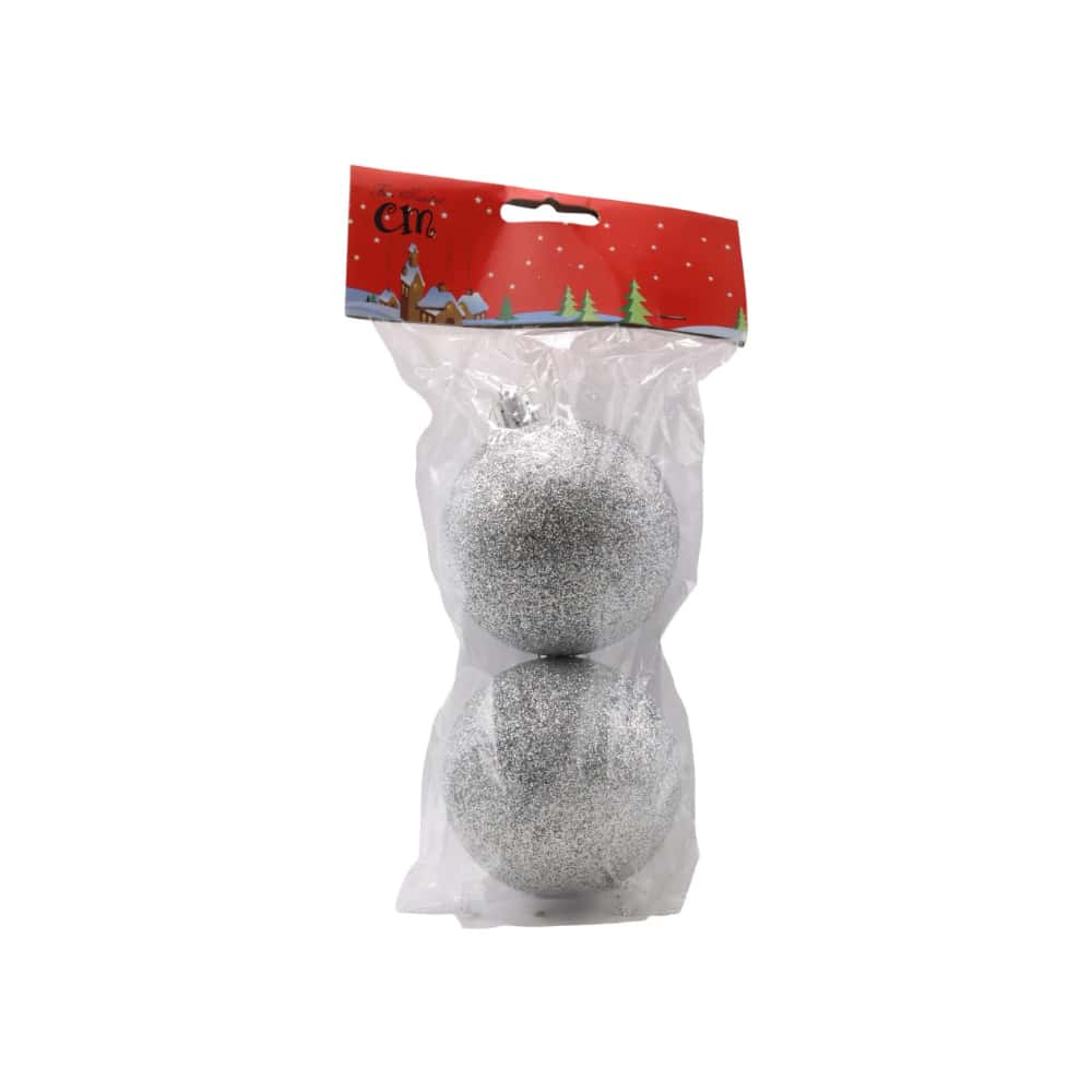 Pack 2 bolas de navidad color plata con purpurina de 7 cm Casa y Menaje - Miniatura 4
