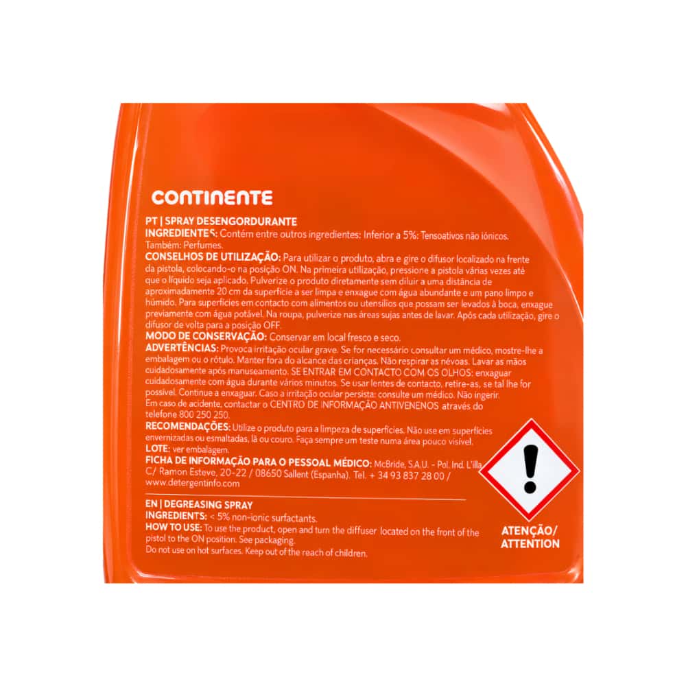 Spray desengrasante Power+ Continente (750 ml / 25.36 floz) - Miniatura 4