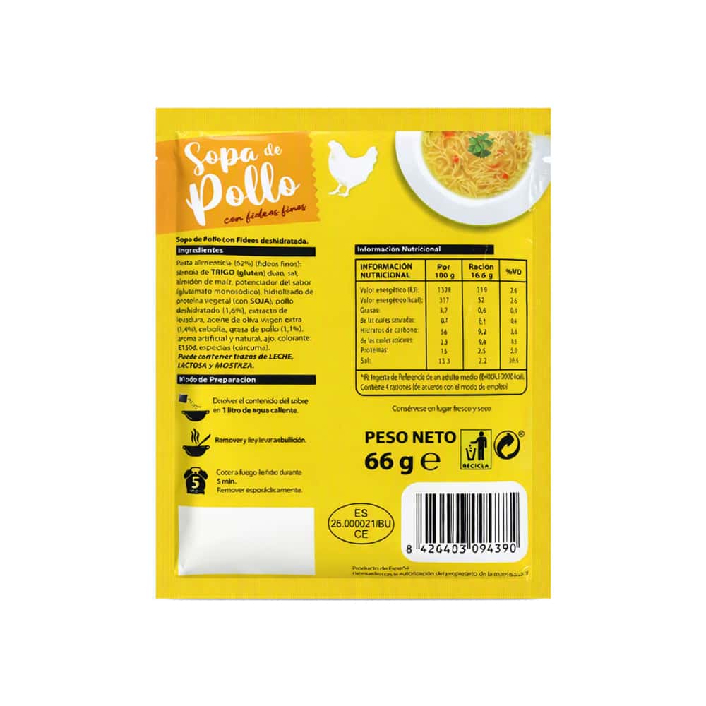Sopa sabor pollo con fideos finos Aldaketa (66 g / 2.33 oz) - Miniatura 2