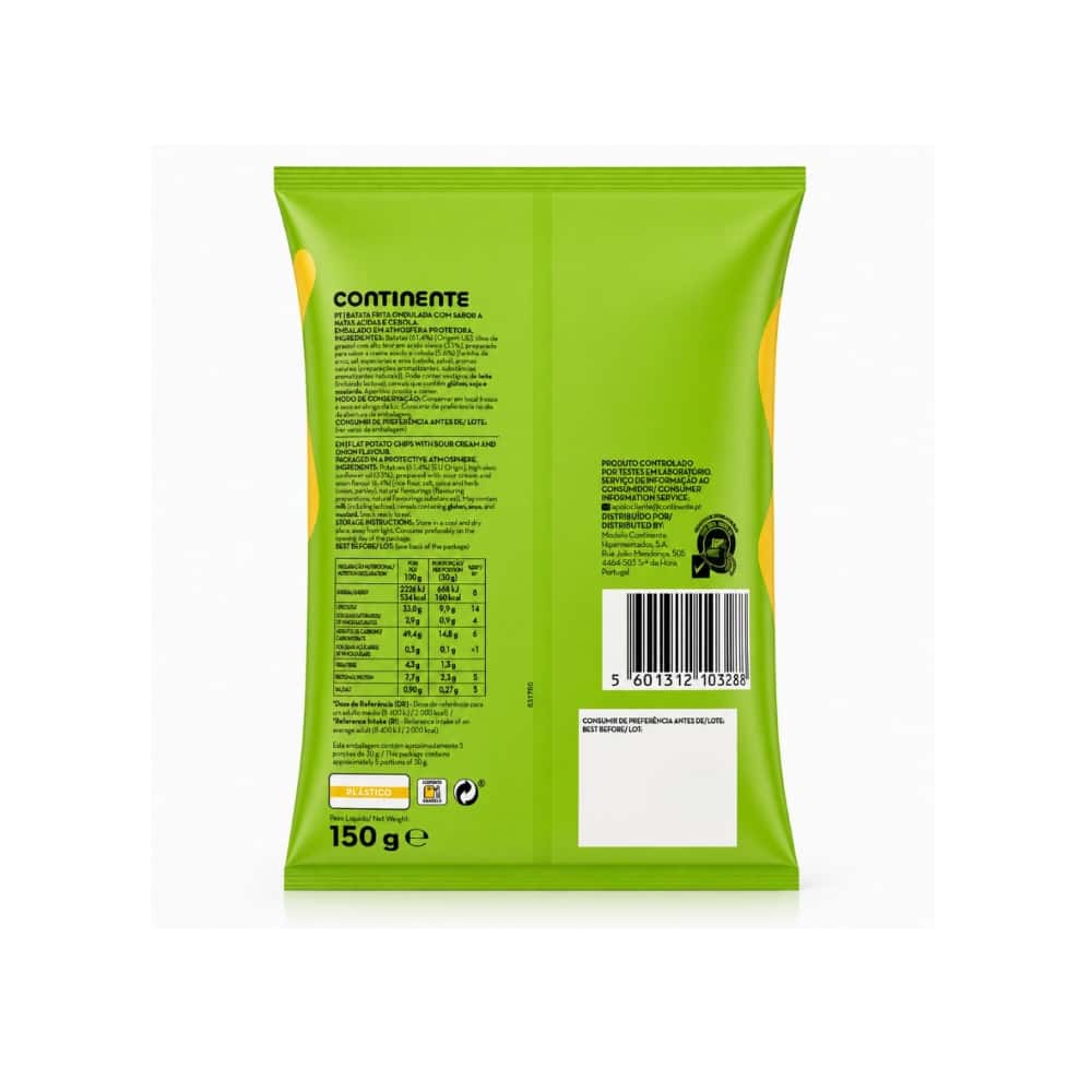 Patatas fritas onduladas sabor crema agria y cebolla Continente (150 g / 5.29 oz) - Miniatura 2