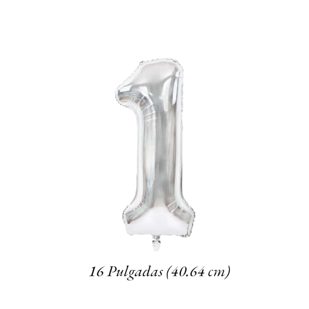 Globo plateado número 1 Balloon (16 pulgadas) - Miniatura 2