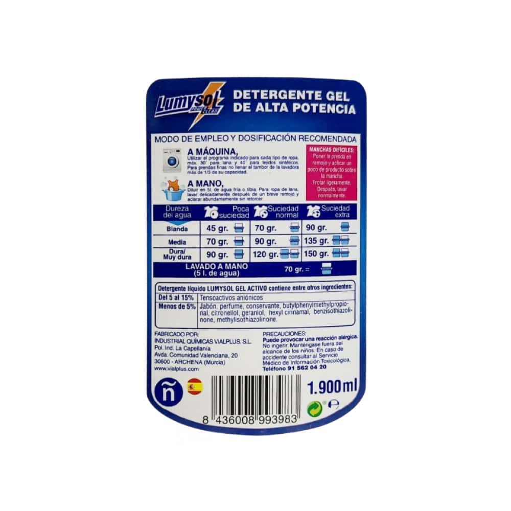 Gel quitamanchas para ropa Lumysol (2 L) - Miniatura 7