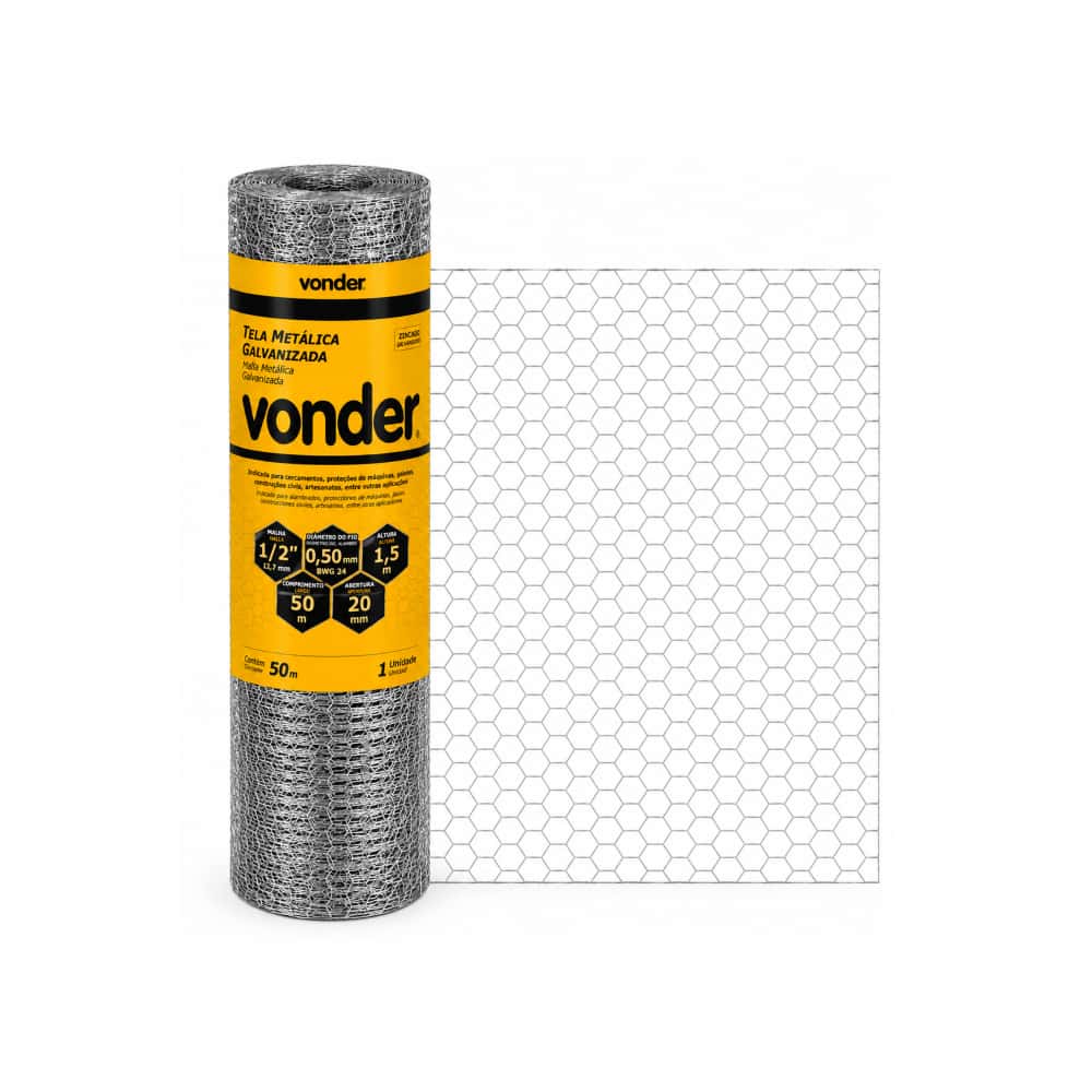 Malla hexagonal galvanizada 1/2" de apertura 1.5 m x 50 m Vonder - Miniatura 5