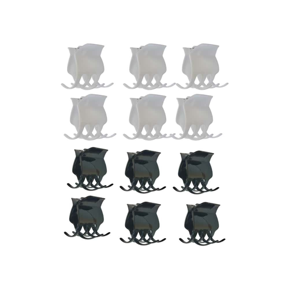 Estuche de ganchos blancos y negros para el cabello Tiara (12 U) - Miniatura 1