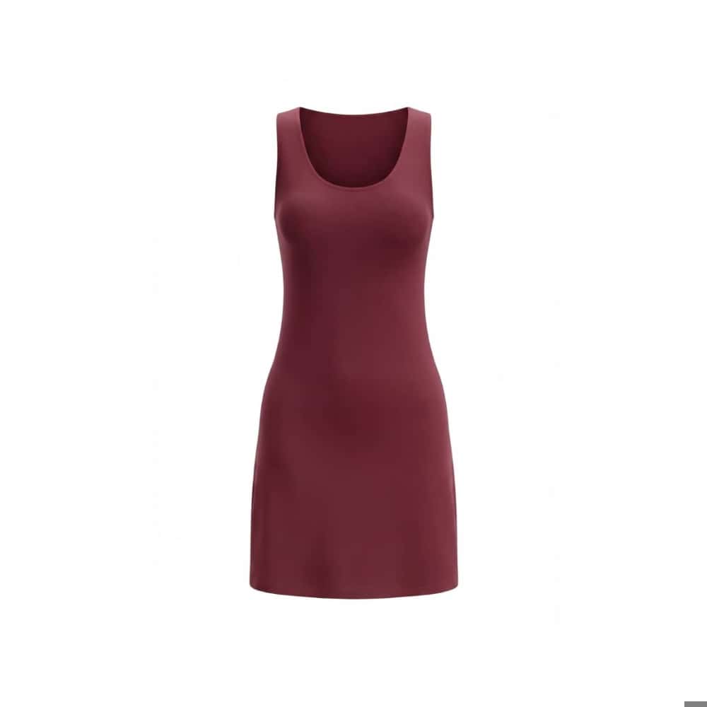 Vestido corte princesa rojo vino sin mangas con cuello redondo Torbex (Talla única) - Miniatura 1