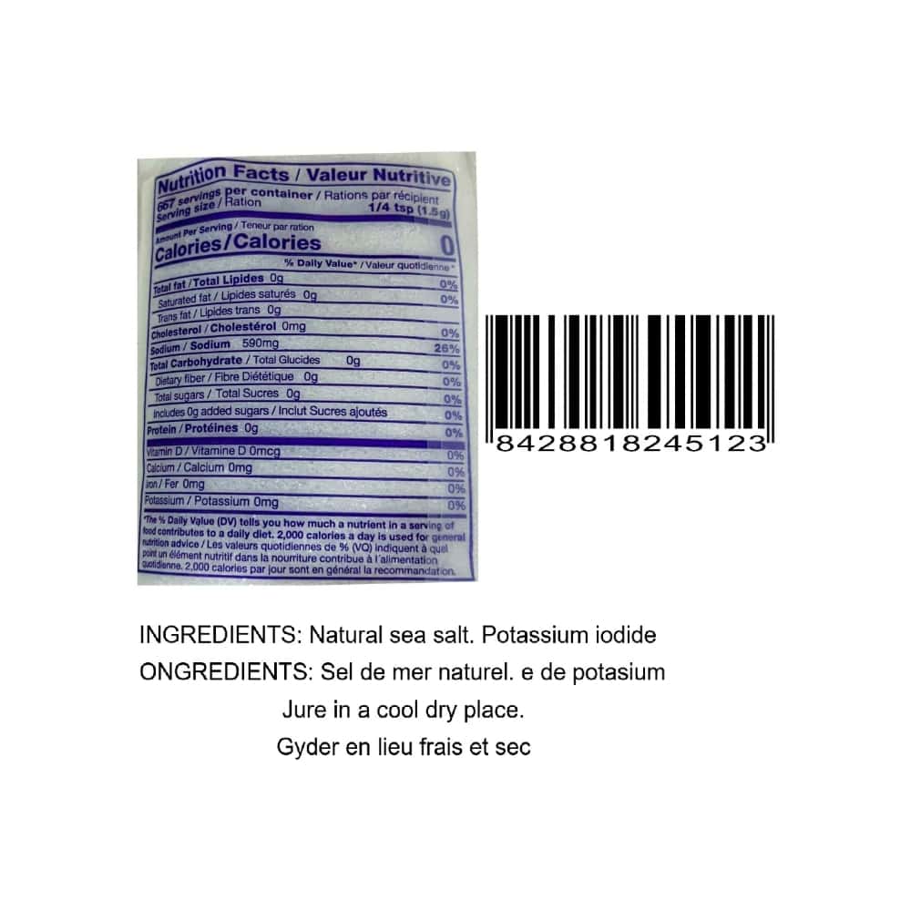 Sal fina marina yodada Deltasal (1 kg / 2.2 lb) - Miniatura 7
