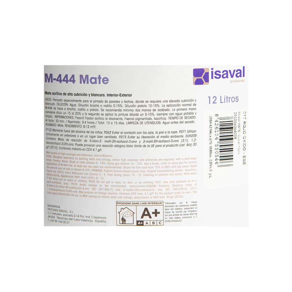 Pintura acrílica interior y exterior color rojo óxido M - 444 Isaval - Blancolor (12 L) - Miniatura 4