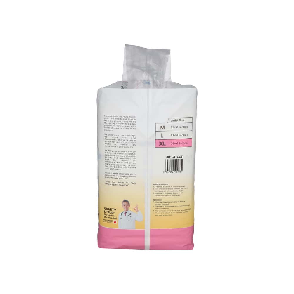 Pañales desechables para adultos talla XL Heart to Heart (8 U) - Miniatura 2
