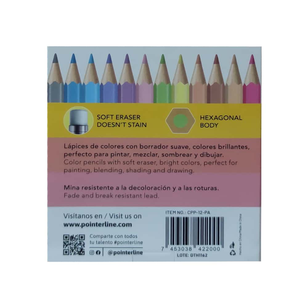 Juego de 12 lápices de colores pasteles borrables Pointer - Miniatura 8