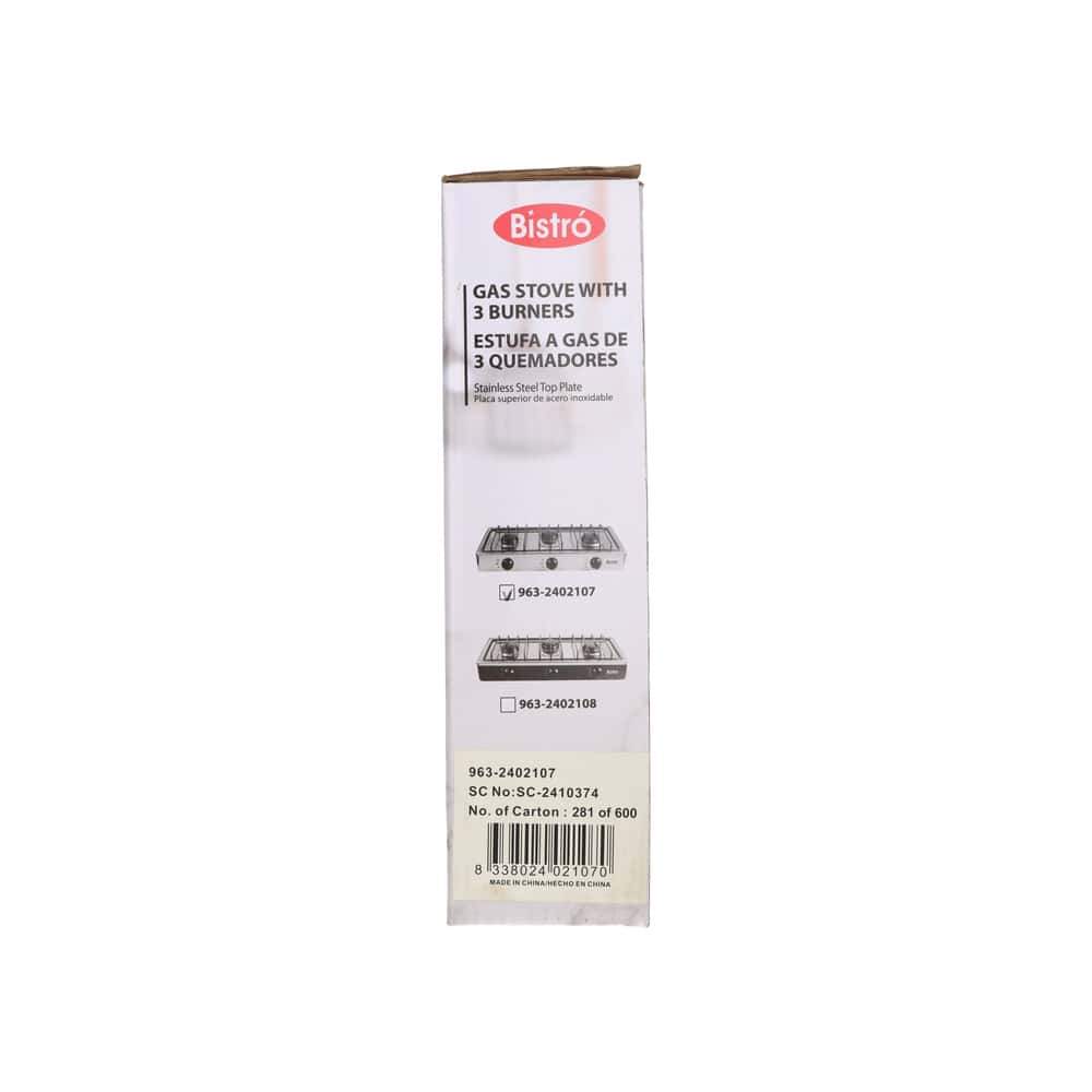 Estufa de mesa a gas con 3 quemadores color plateado Bistró 963-2402107 - Miniatura 3