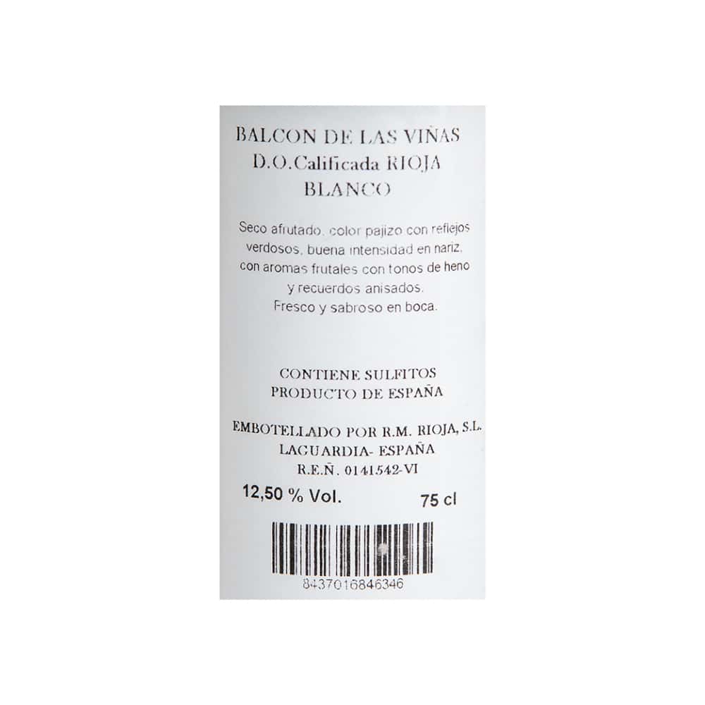 Vino blanco Rioja Balcón de las Viñas (750 ml) - Miniatura 3