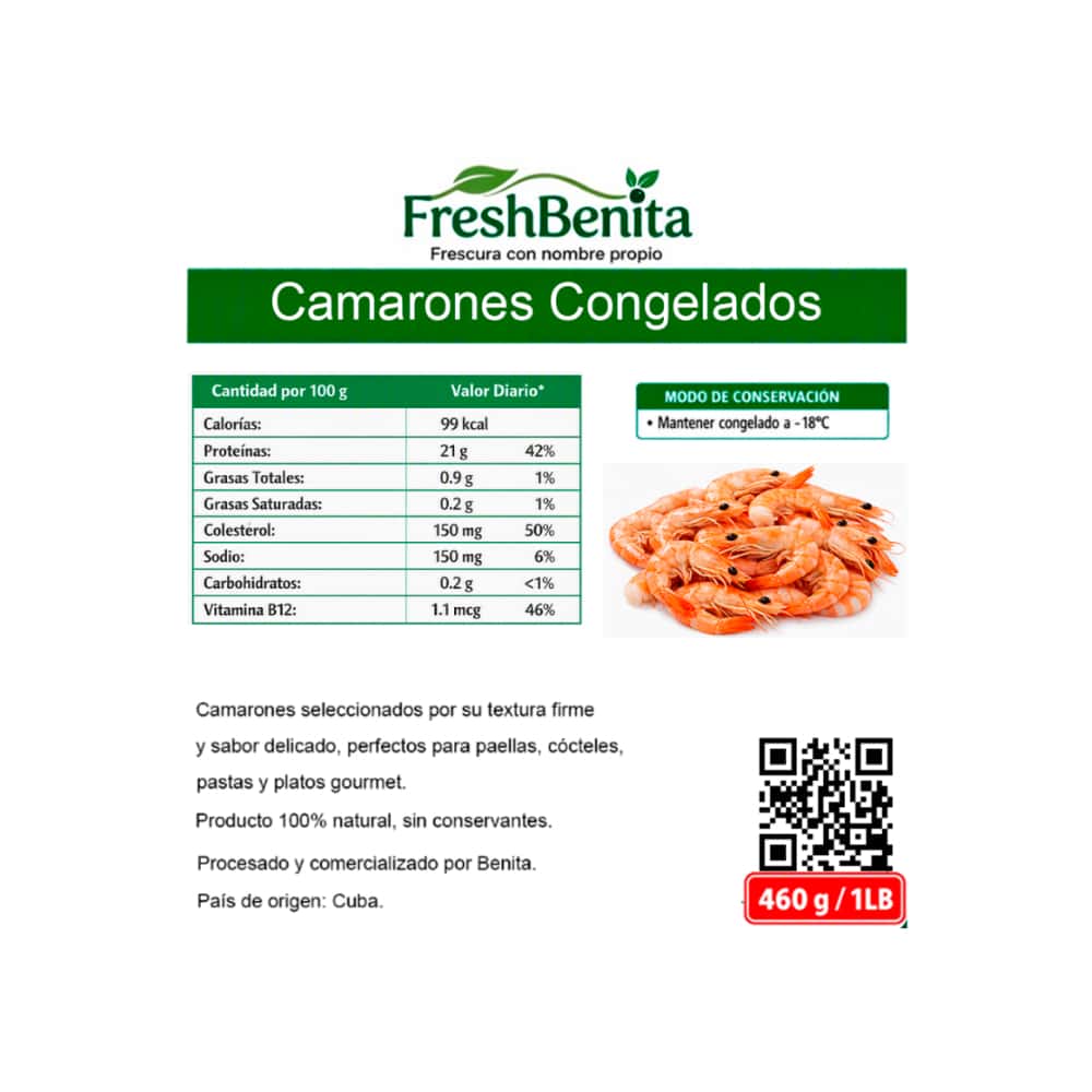 Camarones congelados FreshBenita (460 g / 1 lb) - Miniatura 2