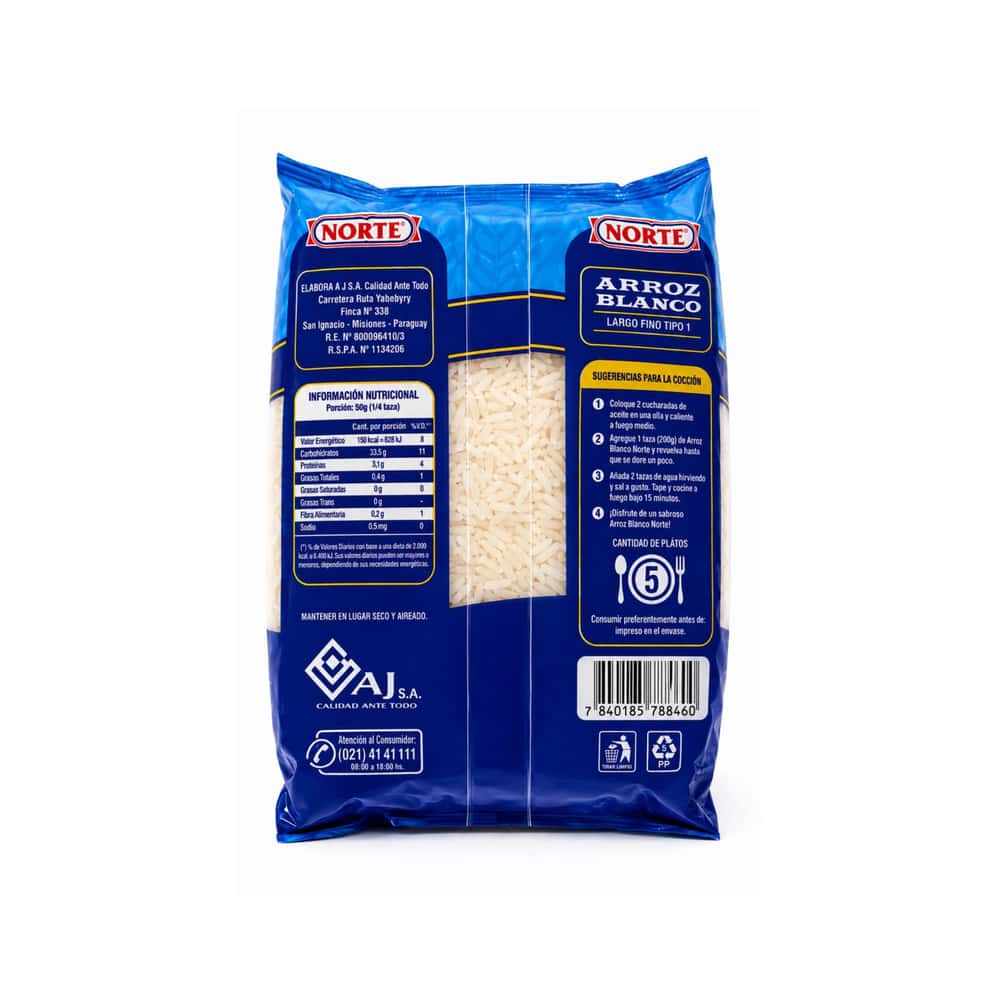 Arroz blanco pulido tipo 1 Norte (500 g / 1.1 lb) - Miniatura 2