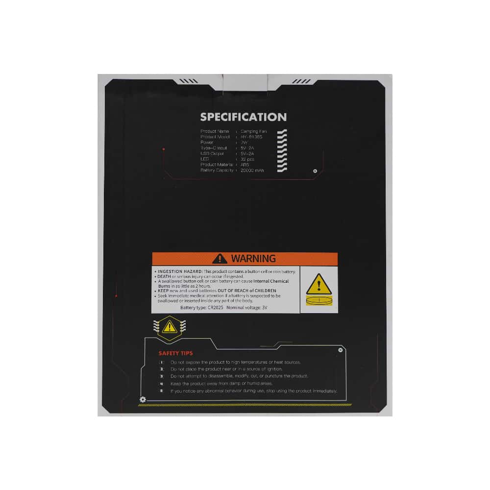 Ventilador portátil recargable de 7'' de dos aspas ColdSky HY-8136S (20000 mAh) - Miniatura 4