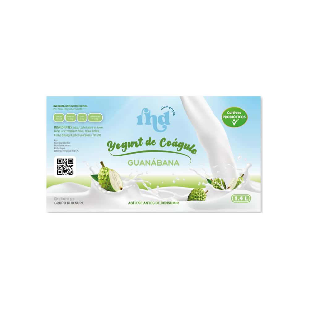 Yogurt probiótico de coágulo sabor guanábana RHD (1.4 L) - Miniatura 2