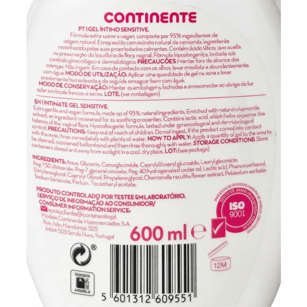 Gel íntimo sensible Continente (600 ml / 20.29 fl oz) - Miniatura 3