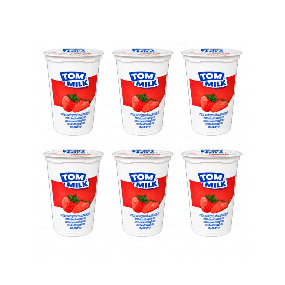 Yogurt pasteurizado sabor fresa con trocitos de frutas Tom Milk (6 x 500 g / 1.10 lb) - Miniatura 1