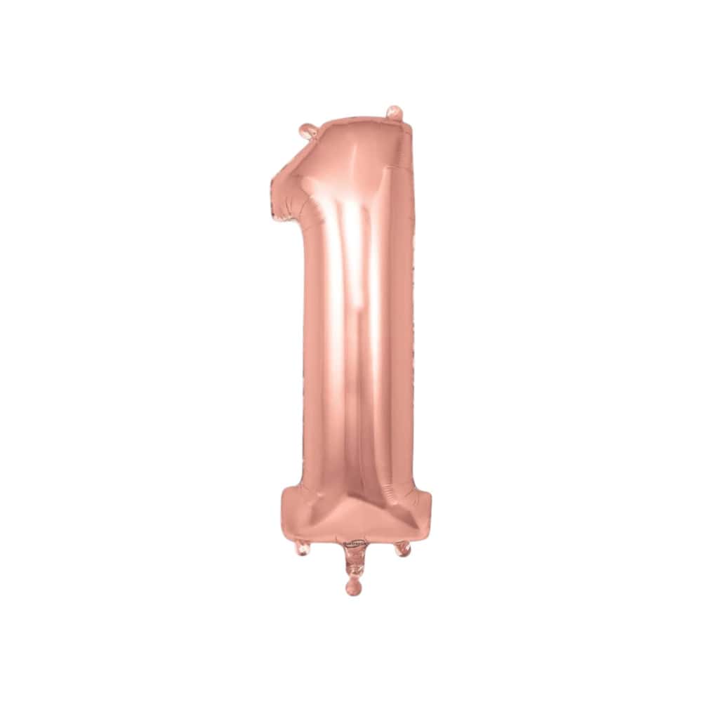 Globo rosa oro Número 1 Ballon (16 pulgadas) - Miniatura 1