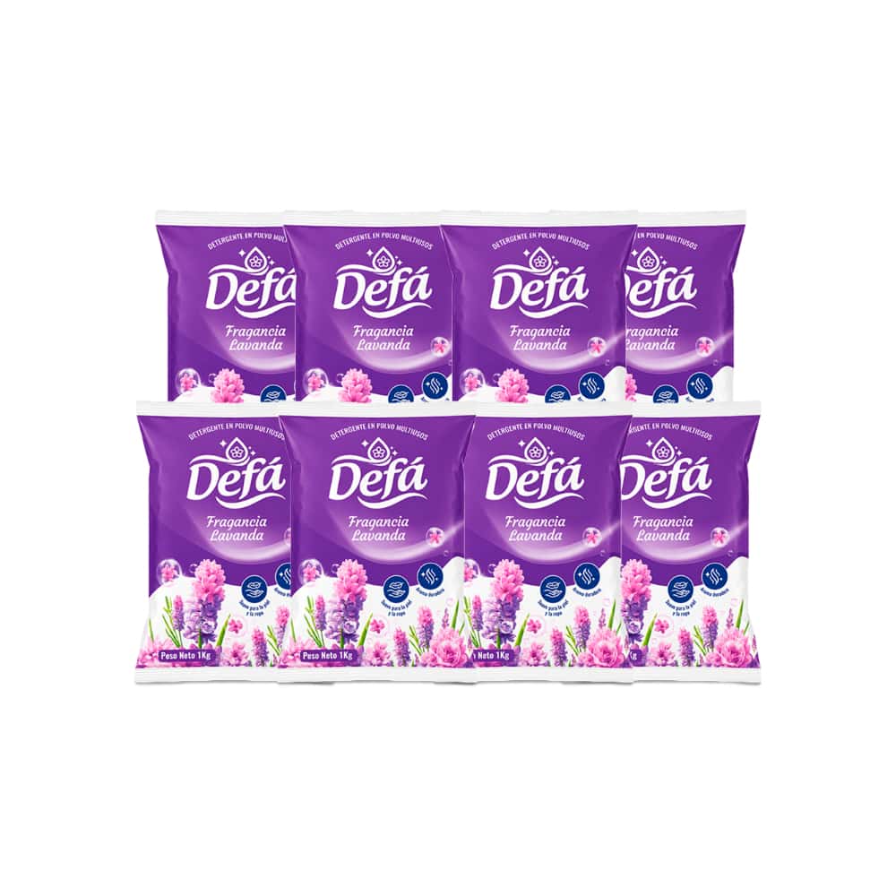 Detergente en polvo multiusos fragancia de lavanda Defá (8 x 1 kg / 2.2 lb) - Miniatura 1