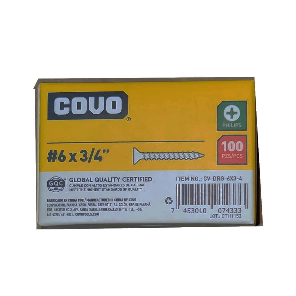 Caja de 100 tornillo de acero para paneles de yeso - pladur o drywall - #6 x 3/4" Covo - Miniatura 8