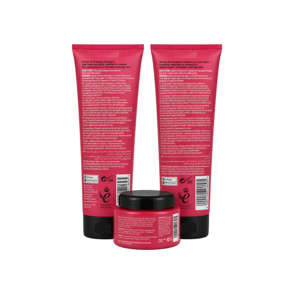 Set de champú, acondicionador y mascarilla capilar de biotina y colageno XHC (2 x 300ml + 220ml) - Miniatura 4