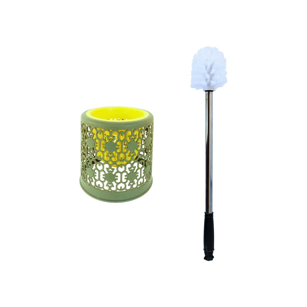 Escobilla de baño de plástico verde con mango y soporte Gutza - Miniatura 2