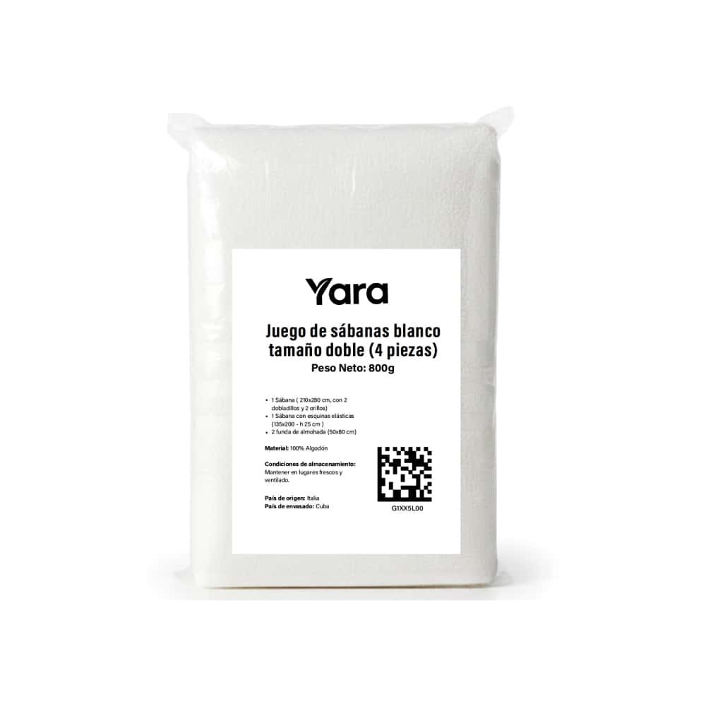 Juego de sábanas blanco tamaño doble Yara (4 piezas) - Miniatura 6