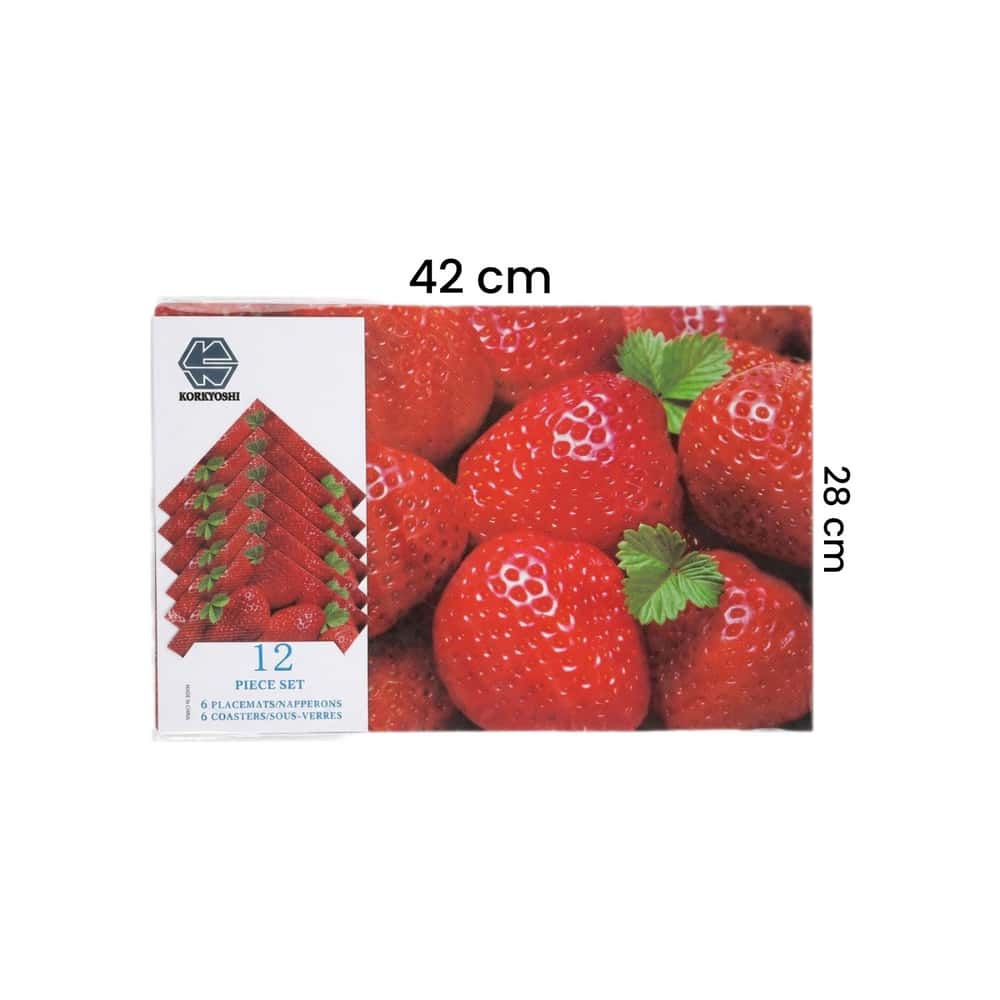 Juego de manteles individuales para mesa con diseño de fresas Koreyoshi (12 U) - Miniatura 2