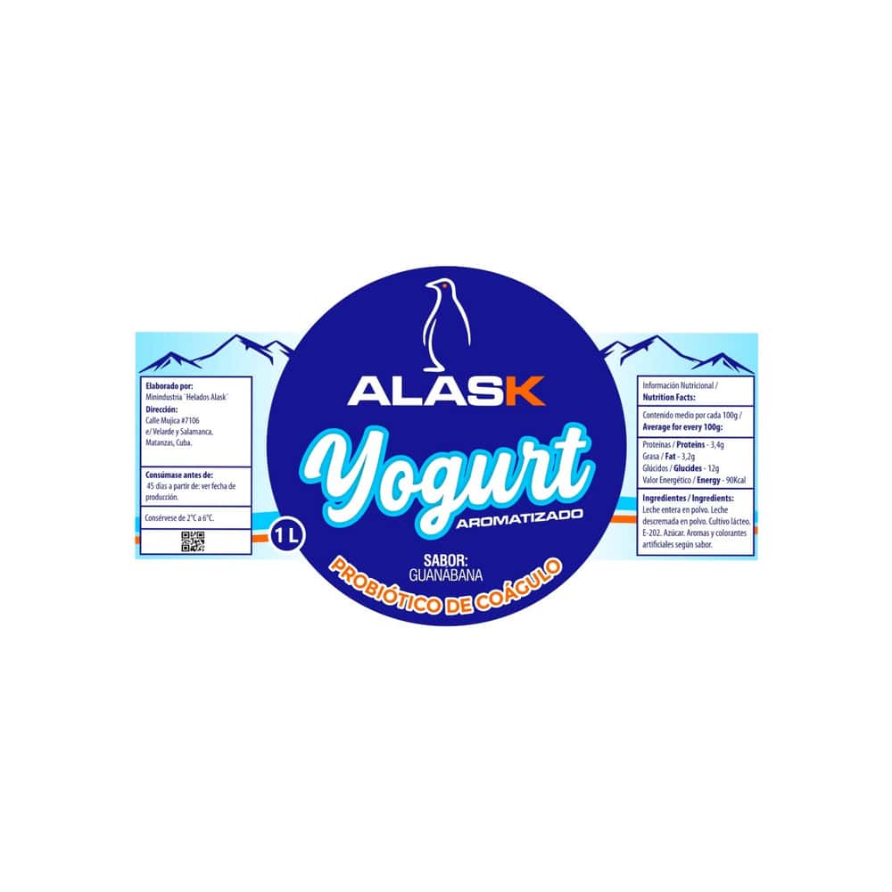 Yogurt probiótico de coágulo sabor guanábana Alask (1 L) - Miniatura 2