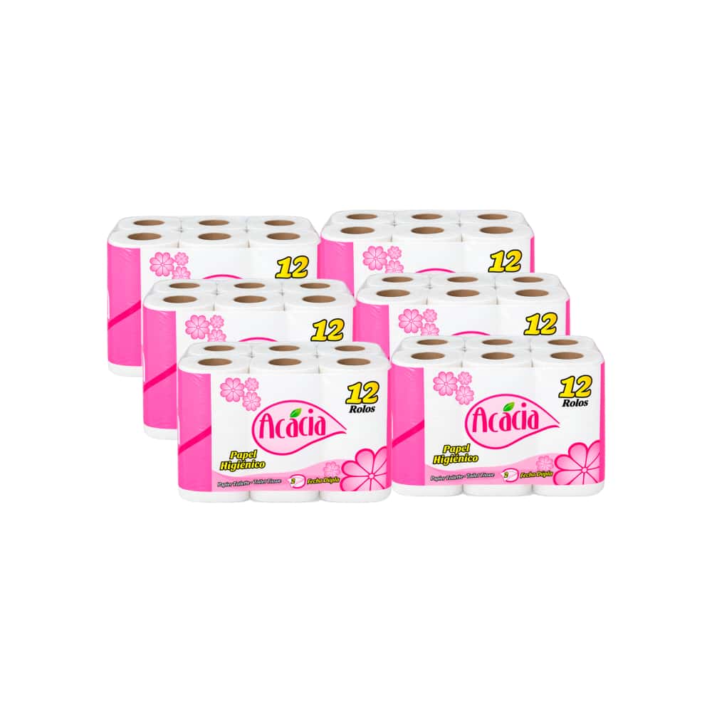 Papel sanitario doméstico doble hoja Acácia (6 x 12 U) - Miniatura 1