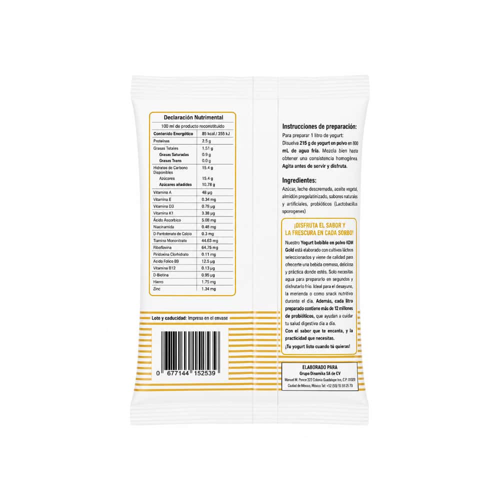 Yogurt bebible en polvo sabor piña KDM Gold (215 g / 7.58 oz) - Miniatura 2