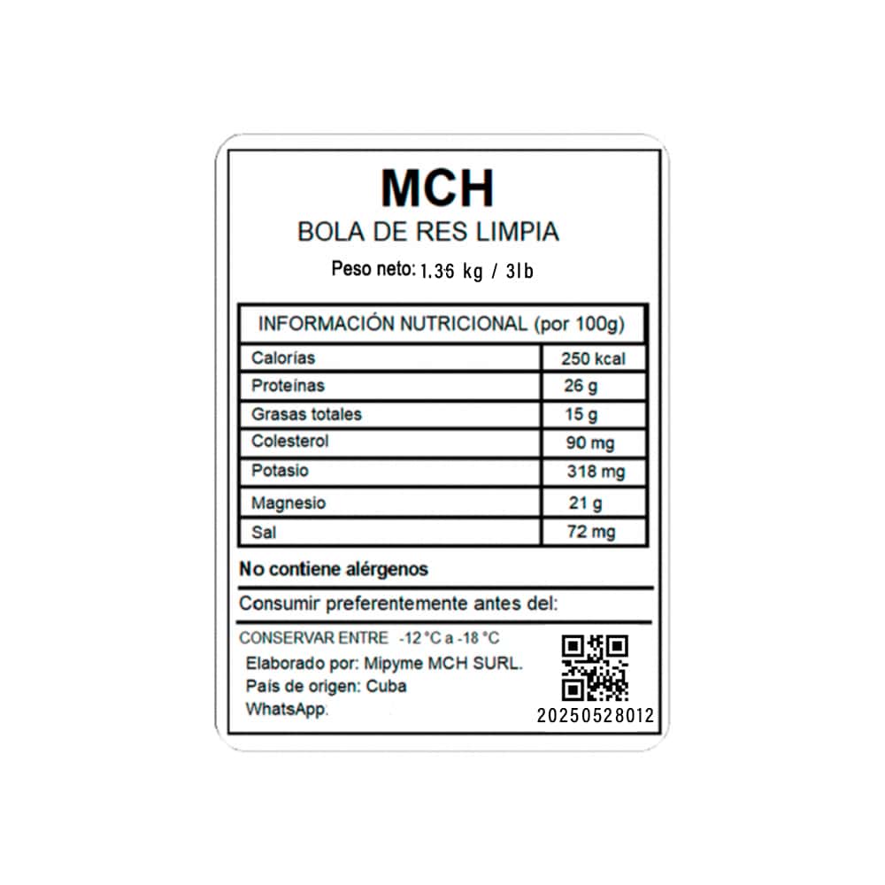 Bola de res limpia MCH (1.36 kg / 3 lb) - Miniatura 2